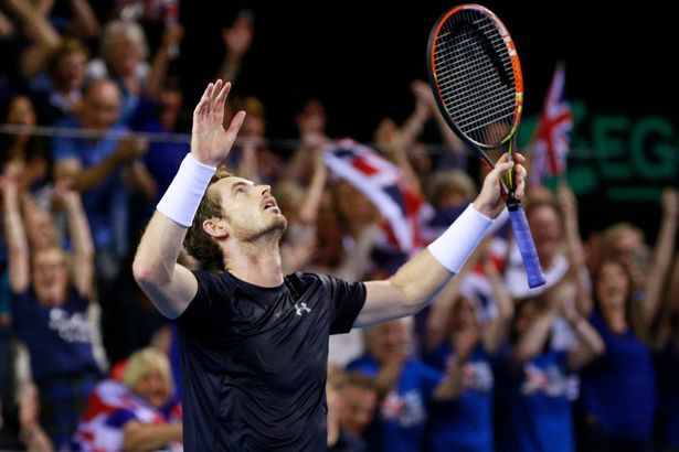 Andy Murray making history at the Davis Cup. Photograph: Jason Cairnduff