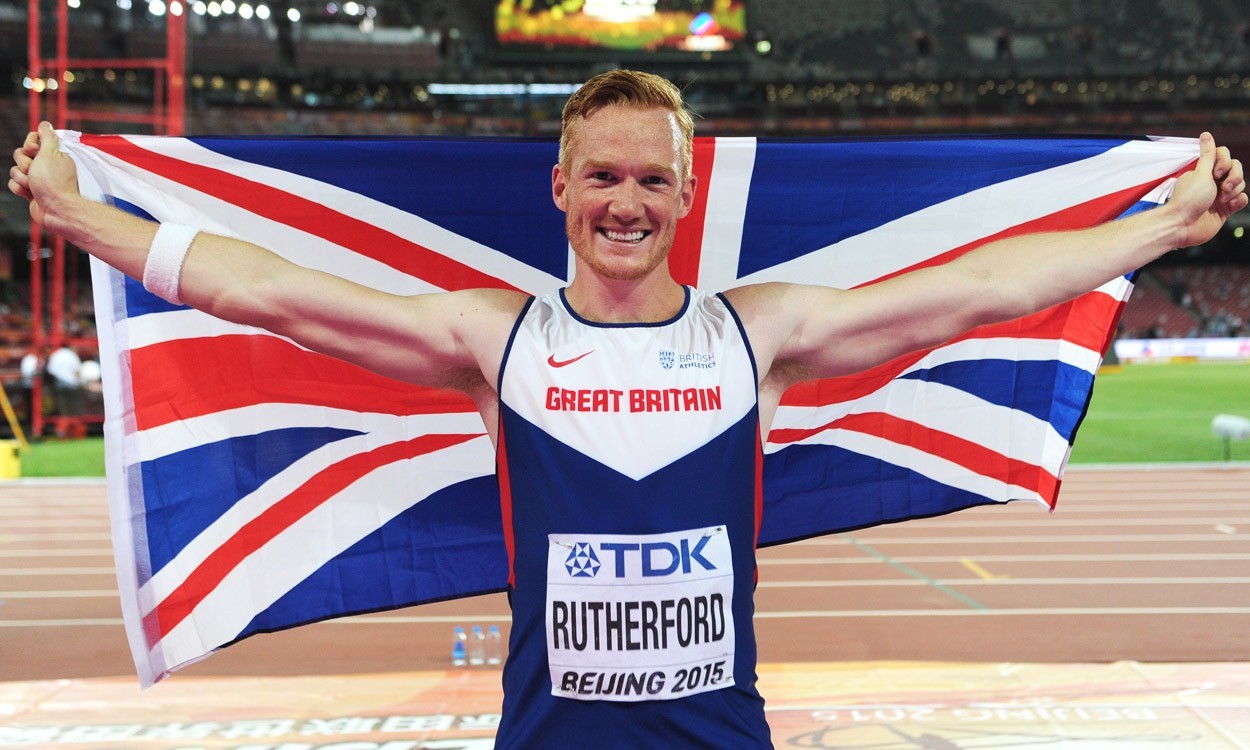 Greg Rutherford triumphant at the Beijing World Championships. Image courtesy of atheleticsweekly.com