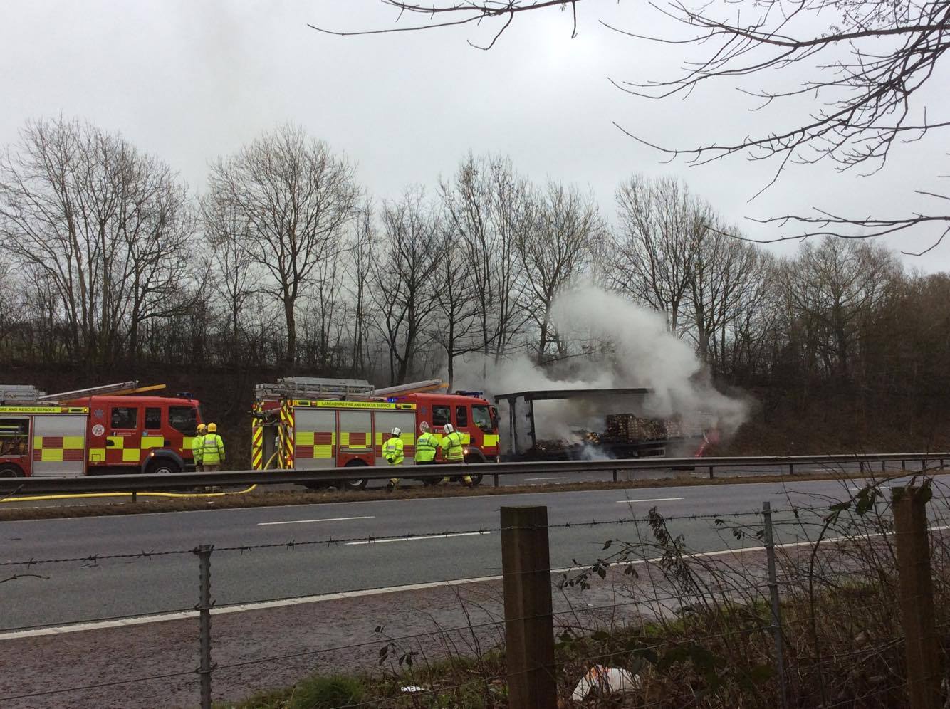 Lorry fire outside County College