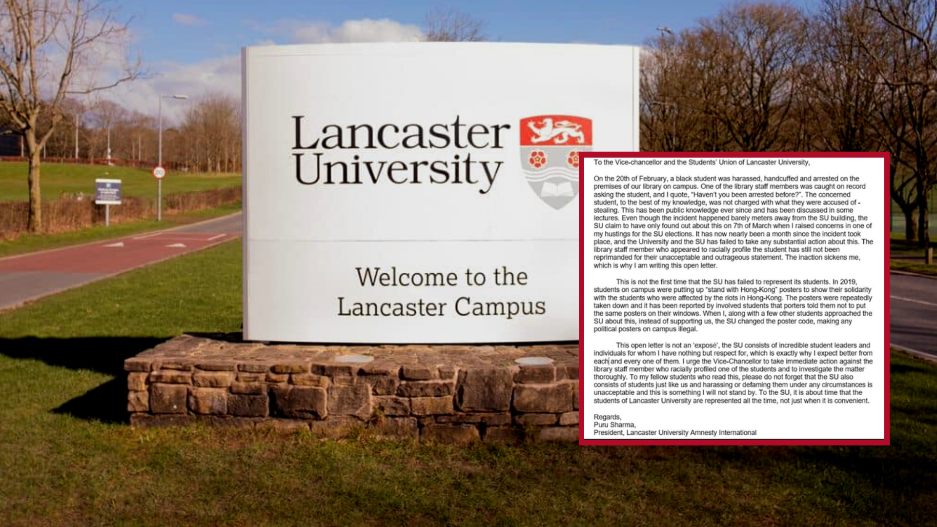 LU Amnesty President Publishes Open Letter Demanding Immediate Action Against Racial Profiling