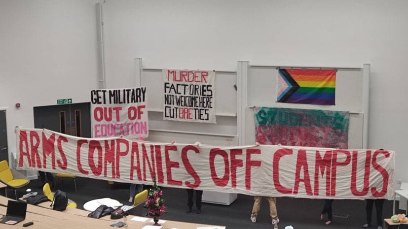 Students occupy Lancaster University in protest of its involvement in the arms trade
