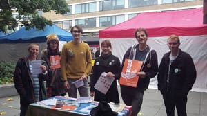 Students protest fracking and Barclays in Alex Square