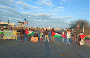 BLOCKADE ON BAE SITE MARKING 150 DAYS OF ISRAELI-PALESTINIAN CONFLICT: EXCULSIVE INTERVIEW WITH NO ARMS LANCS MEMBER